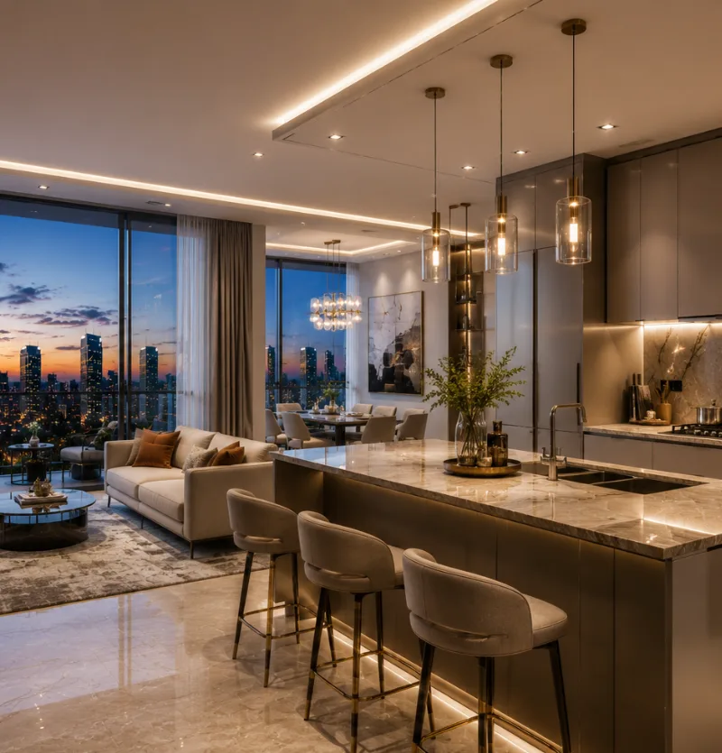 Living and dining salon — artist's impression